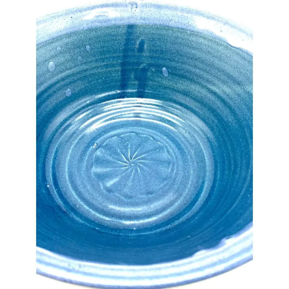 Black Mountain Derrick Garrau‎ Blue Drip pottery Bowl signed studio pottery